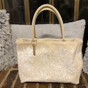 OCAR DE LA RENTA COATED CANVAS TOTE